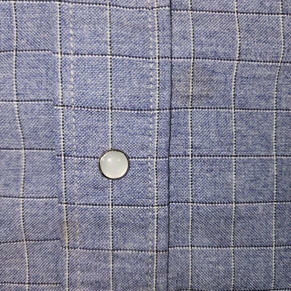 Vintage Ruddock Western Shirt Short Sleeve Blue Plaid Pearl Snap Men's XL (18) - Picture 8 of 10